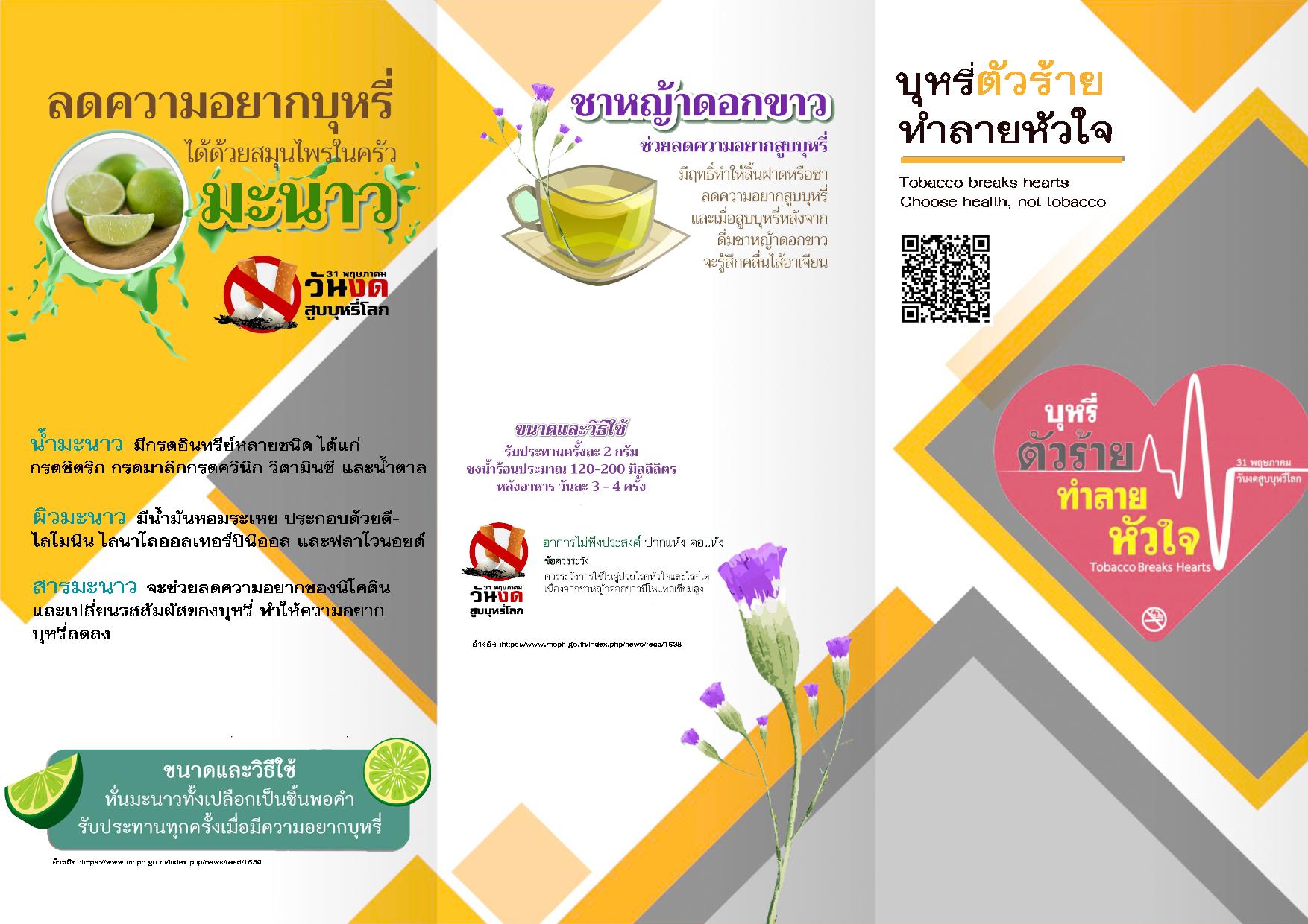 "บุหรี่ตัวร้าย ทำลายหัวใจ" 31 พ.ค.วันงดสูบบุหรี่โลก